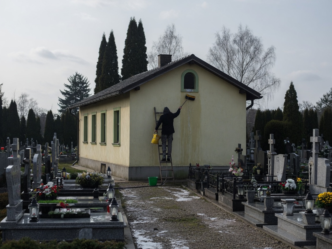 Porządek wokół nagrobka w Kielcach